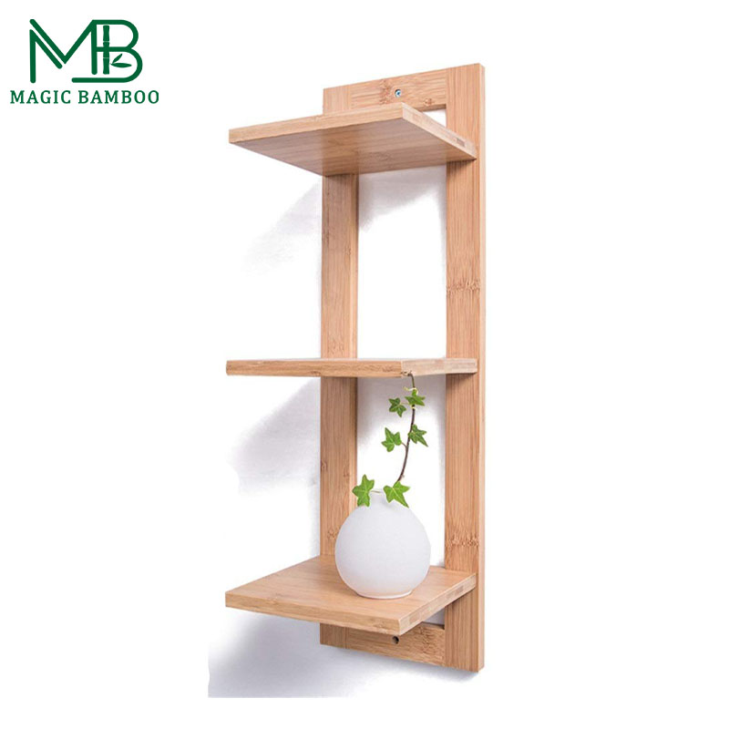 Modernong Bamboo Wall Shelves Organizer