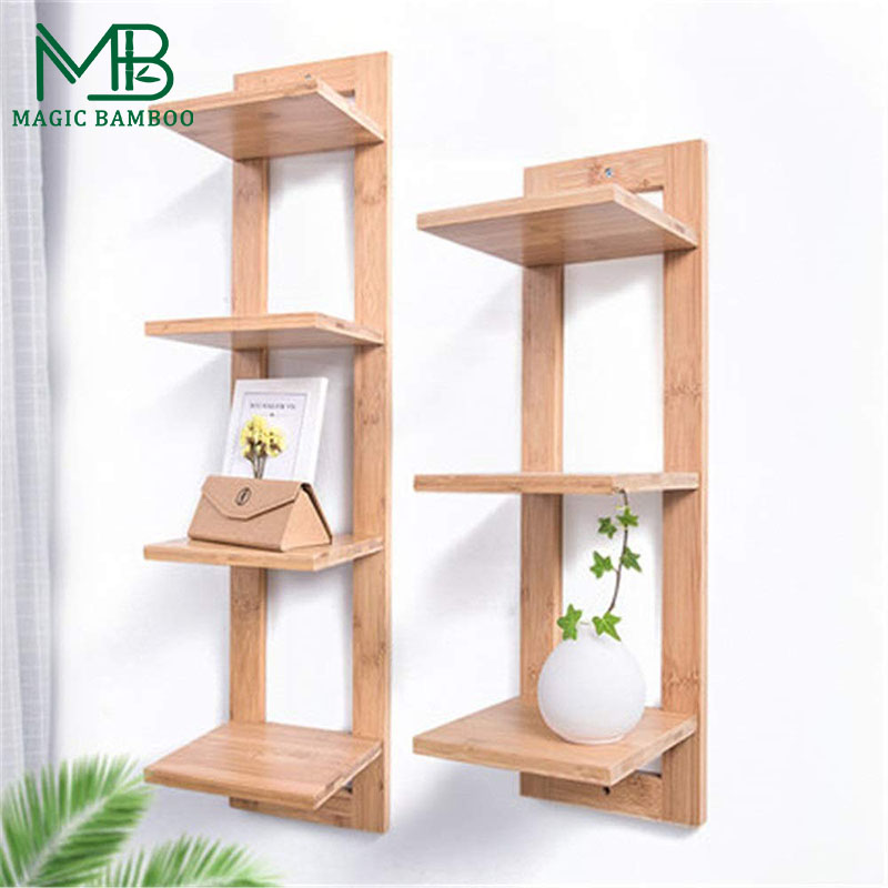Mekhabiso ea Lebota la Bamboo Display Shelves