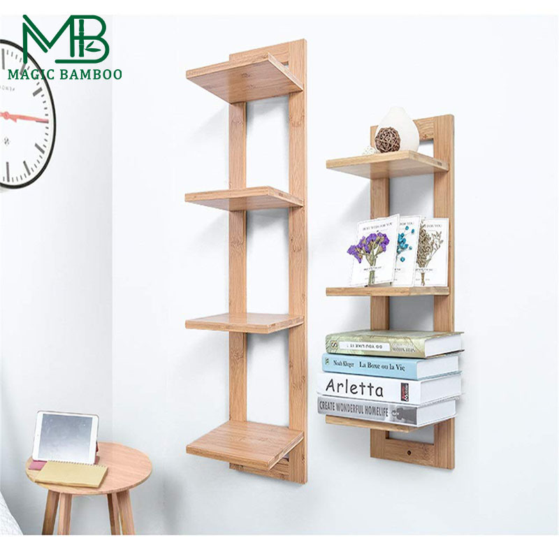 Contemporary Bamboo Wall Shelf Unit