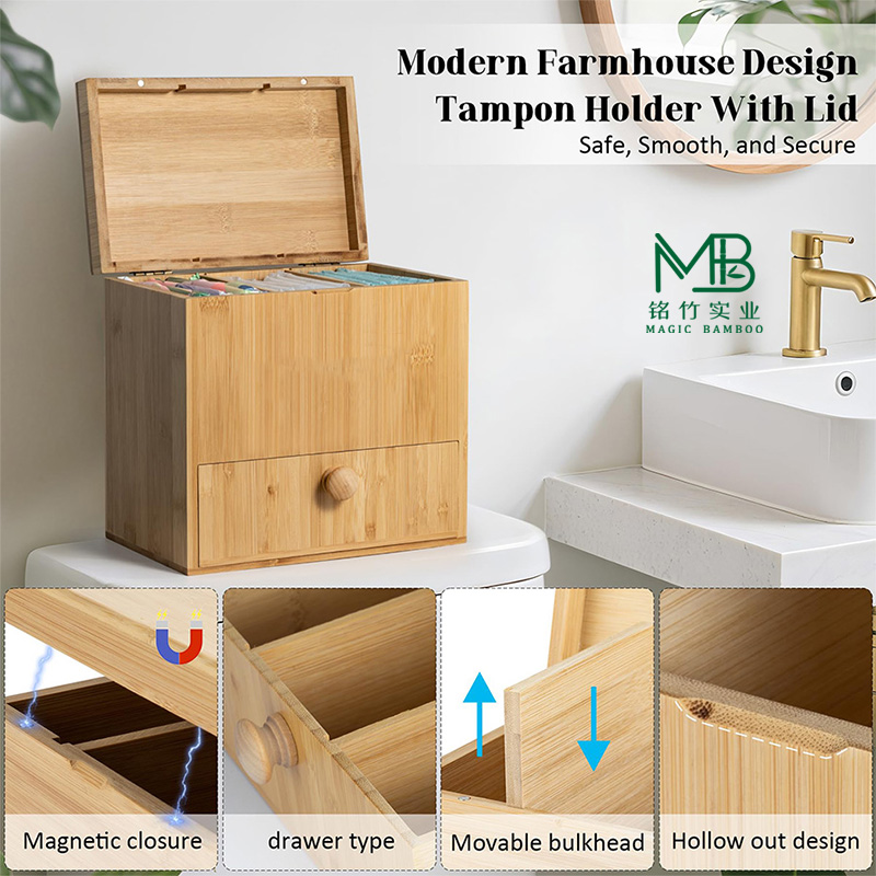 Bamboo Tampon Holder Storage Box-1