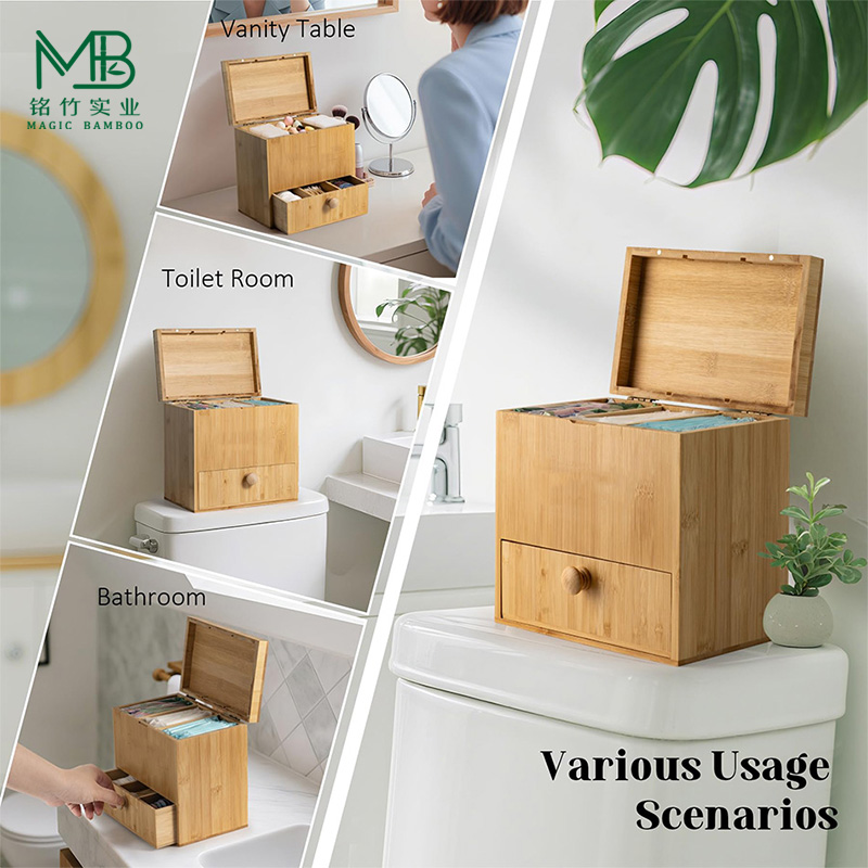 Bamboo Tampon Holder Storage Box-2