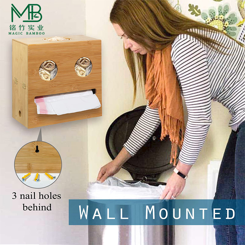 Bamboo garbage bag storage box-8