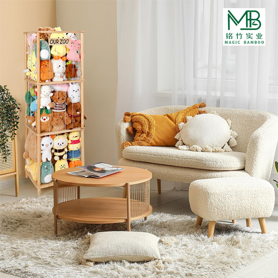Bamboo plush toy storage rack-5