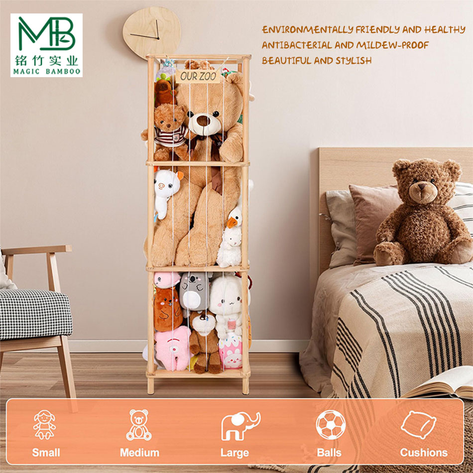 Bamboo plush toy storage rack-7