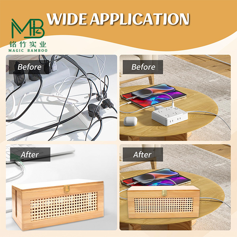 Bamboo power strip storage box-1